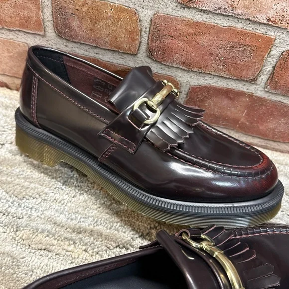 Dr martens Adrian snaffle leather cherry red loafers women Sz 7 - Picture 12 of 14